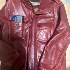 【中古品】 【アヴィレックスAVIREX】 本革 メンズジャケット　ワインレッド色  無地 の画像