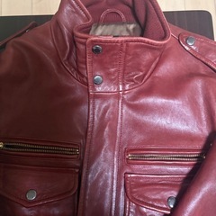 【中古品】 【アヴィレックスAVIREX】 本革 メンズジャケット　ワインレッド色  無地 の画像