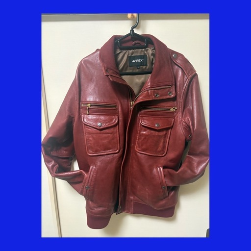 【中古品】 【アヴィレックスAVIREX】 本革 メンズジャケット　ワインレッド色  無地