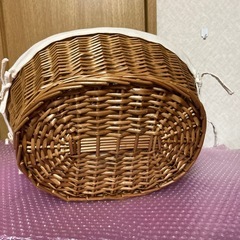 　天然カゴ　収納ボックス　布付きの画像