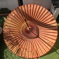 【訳あり・アンティーク】和傘 蛇の目傘（朱色）ディスプレイや撮影小道具に！の画像