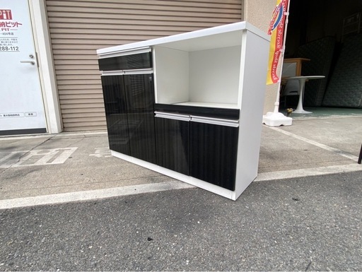 A810♦️キッチンカウンター 幅120 キャビネット レンジ台 収納 家電収納 食器棚 