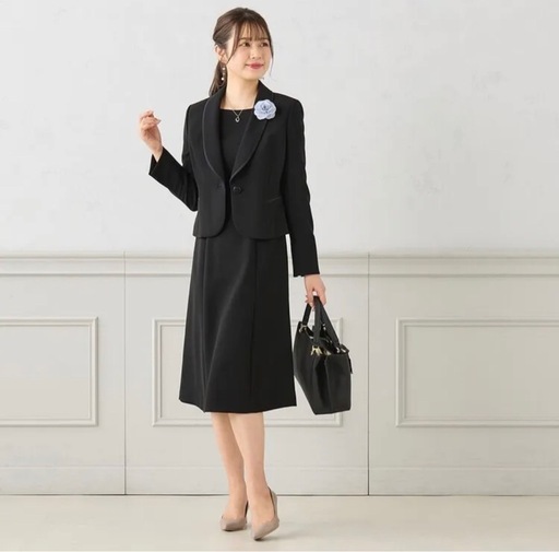 ブラックフォーマル　ショールカラージャケット 7分袖前開きワンピース　aoki 喪服 セレモニー　新品　11号　32800→16000 半額　11号　aoki 喪服　ワンピース　ジャケット　　
