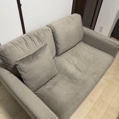 「早い者勝ち」 LOWYA 2人掛けソファ グレー ベルベット調 ポケットコイル 美品の画像