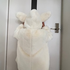 女の子 モコモコジャケット ウサギ耳付きフリースコート の画像
