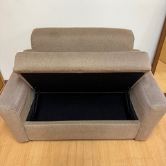 【販売中】収納付き 1人掛けソファ（ブラウン）座面開閉タイプの画像