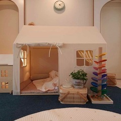 KARA BEBIS キッズペットテント プレイハウス モンブランホワイト 室内の画像