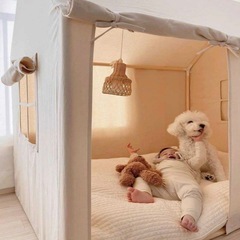 KARA BEBIS キッズペットテント プレイハウス モンブランホワイト 室内の画像