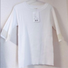 【新品】CLASICAL ELF 半袖リブニット XL オフホワイトの画像