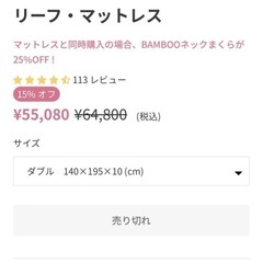 半額以下　ネルパンダ　リーフマットレス　ダブルの画像