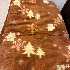 クリスマス柄 あったか毛布 掛け布団　150×200 ブラウン 雪の結晶 ツリーの画像