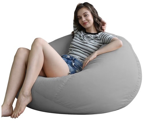 ビーズクッション 70×60cm 軽量 取っ手付き 洗濯可能 グレー Mサイズ
