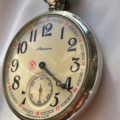 【希少/稼働】ソ連製 モルニヤ 懐中時計 帆船 彫刻 手巻き CCCPマークの画像