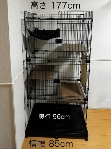 バラシ済 トイレセット付き 大きめキャットケージ