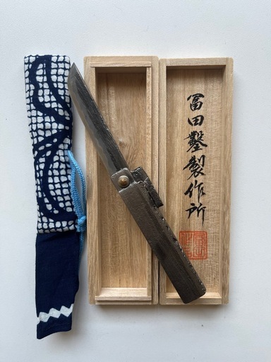 【新品未使用】富田製作所 折りたたみ和式ナイフ 木箱・布袋付き 8000円