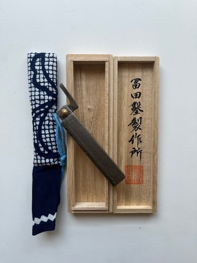 【新品未使用】富田製作所 折りたたみ和式ナイフ 木箱・布袋付き 8000円