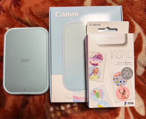 美品Canon iNSPiC ブルー PV-223-BL　ミニフォトプリンター✖️新品おまけ丸形シールフィルム付き。