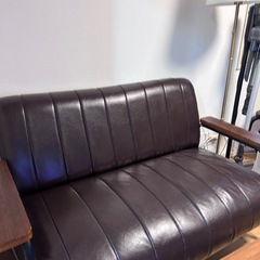 ヴィンテージ風2人掛けソファ｜幅135cm｜状態良好｜引取り限定の画像