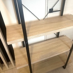 アイアン×木目 4段オープンラック（幅90cm・高さ140cm）ナチュラル×ブラック の画像