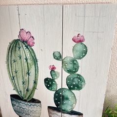 ⑤ウッドアート サボテン 『YOU&ME』の画像
