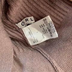 GRL リブニット ハイネック フリル袖 くすみパープル Lサイズの画像