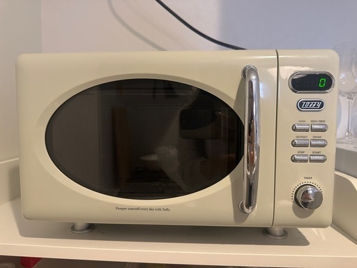 【Toffy/トフィー】 電子レンジ K-DR1 コンパクト 17L フラットテーブル レトロ アッシュホワイト K-DR1-AW