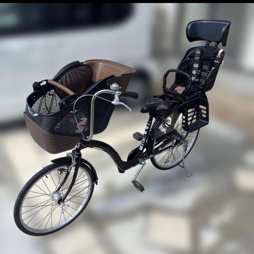 シティサイクル ブラック チャイルドシート付き プチママンシティサイクル チャイルドシート付き ブラック/ブラウン