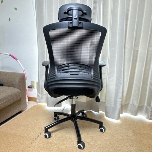 【美品】メッシュ オフィスチェア（ヘッドレスト・アームレスト付）