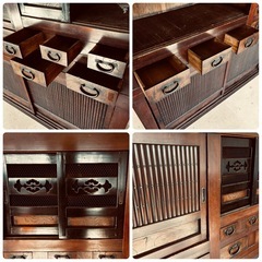 水屋箪笥 食器棚 膳棚 水屋 収納棚 アンティーク家具 和家具 骨董 ヴィンテージ アンティークの画像