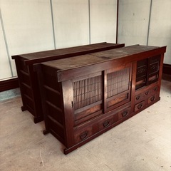 水屋箪笥 食器棚 膳棚 水屋 収納棚 アンティーク家具 和家具 骨董 ヴィンテージ アンティークの画像