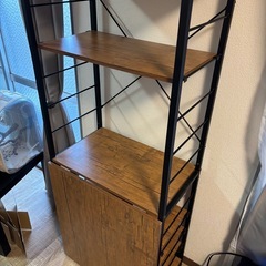 バタフライ式★折りたたみパソコンデスク 机 テーブル おしゃれ 北欧 シンプル ラック付きデスク 収納ラック の画像