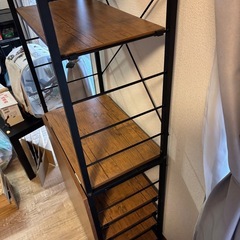 バタフライ式★折りたたみパソコンデスク 机 テーブル おしゃれ 北欧 シンプル ラック付きデスク 収納ラック の画像