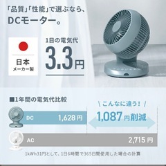 360°首振り サーキュレーター 扇風機 DCモーター リモコン付き の画像