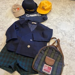 春日幼稚園　制服、バッグ、帽子一式の画像