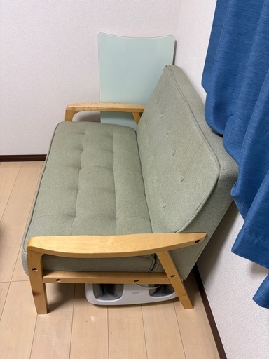 2人用ソファ_天然木フレーム布張り