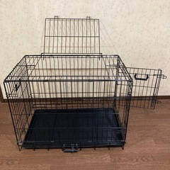 ③ペットケージ　ダブルドア　折り畳み式　スノコ、トレー付き　76cm x 48cm x 57cmの画像
