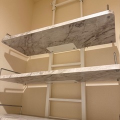 ヤマソロ　ランドリーラック　突っ張り棒　ラック　洗濯機　マーブルホワイトの画像