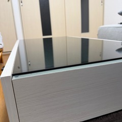 【ガラステーブル（ホワイト×ブラック）】の画像