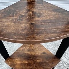 スリムコーナー棚 4段 木目調 ブラックフレームの画像