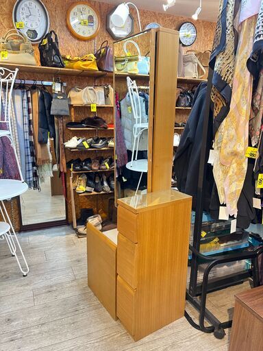 ニトリ 姿見ドレッサー ランプ付き スツール付き 多収納 横幅59.5cm奥行40cm高さ195cm ★買取帝国 志木店