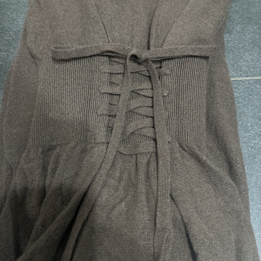 FRAY I.D ウールカシミアレースアップニットワンピース ブラウン インナー