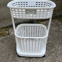 パール金属 ランドリー バスケット ラック 2段 キャスター付 洗濯カゴ 収納 ベルフィ H-6985の画像