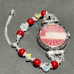 天然石☆シナバー☆ブレス型腕時計の画像