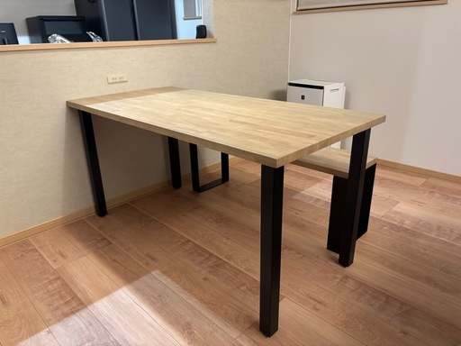 【新品未使用】ダイニングテーブル　 KANADEMONOラバーウッドアッシュグレー　  