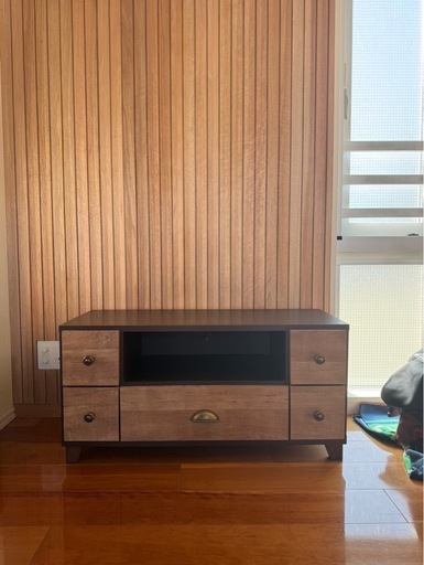 【値下げ】日本製|大川家具 テレビボード 幅93cm｜アンティーク調 ブラウン