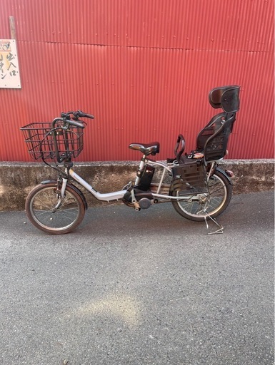 【京都発】京の楽チャリ　電動アシスト自転車　パナソニック　ギュットミニ　3人同時乗せ車両　水色