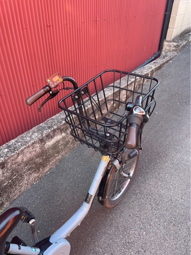 【京都発】京の楽チャリ　電動アシスト自転車　パナソニック　ギュットミニ　3人同時乗せ車両　水色