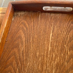 木製トレー／お盆／持ち手付き／和風・アンティーク風　大小2個セット200円の画像