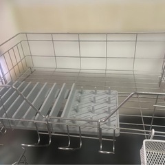 ステンレス 水切りカゴ 幅広
伸縮式 ラック キッチンの画像