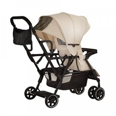 【美品】【急募】KATOJI カトージ  ベージュ 2人乗りベビーカーの画像